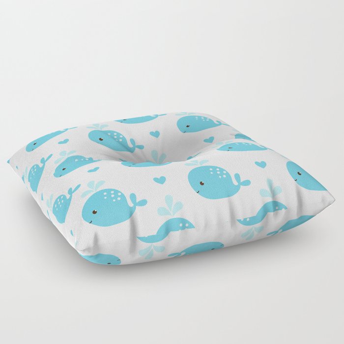 Cute Cartoon Blue Whale Pattern Floor Pillow