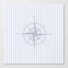 Pastel Blue Stripe with Gray Vintage Nautical Compass Canvas Print