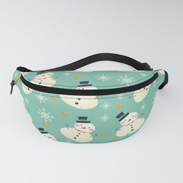 Christmas Pattern Turquoise Snowman Fanny Pack