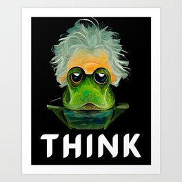 Think Einstein Frog Lover Funny Mashup Art Print | Digital, Funny, Curious, Einstein, Brainy, Graphicdesign, Frog 