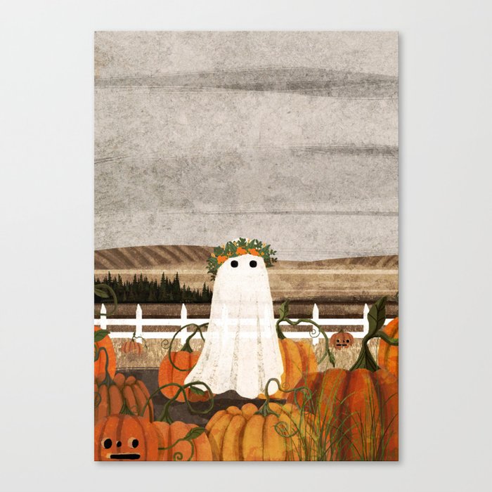 There's a Ghost in the Pumpkins Patch Again... Canvas Print