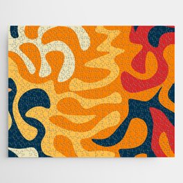 Abstract Mid century Modern Shapes pattern - Retro Color Jigsaw Puzzle