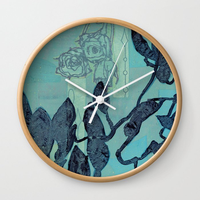 Indigo Vines Wall Clock