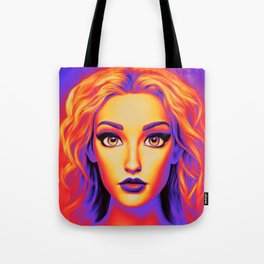 Neon Heat Summer Woman Airbrush Portrait Tote Bag