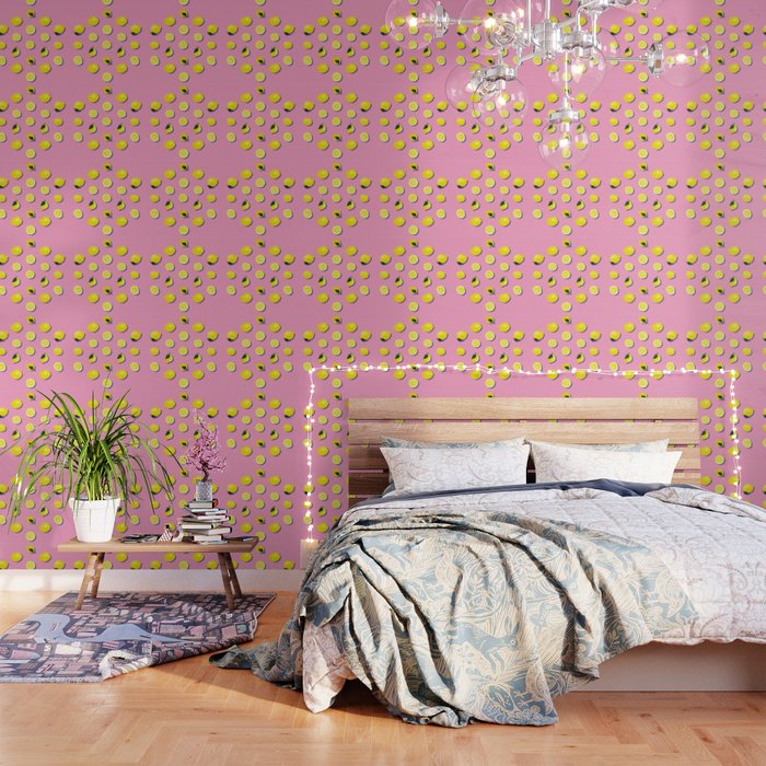 Pink Lemon 80 S Pattern Wallpaper By Howgroenwasmyvalley Society6