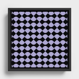 Black and Lavender Purple Watercolor Rounded Check  Framed Canvas