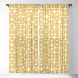 Mid Century Modern Geo 04B Yellow Sheer Curtain