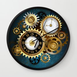 Two Steampunk Clocks with Gears Wall Clock | Goldwatch, Steampunk, Bolt, Background, Figured, Clockface, Painting, Mechanism, Watchmaker, Golden 