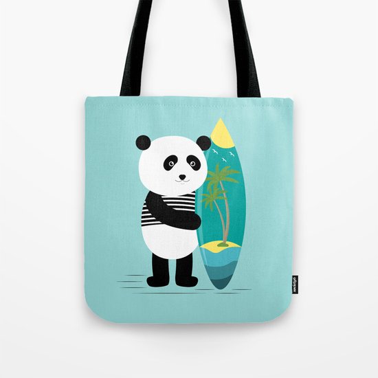 Surf along with the panda. Tote Bag