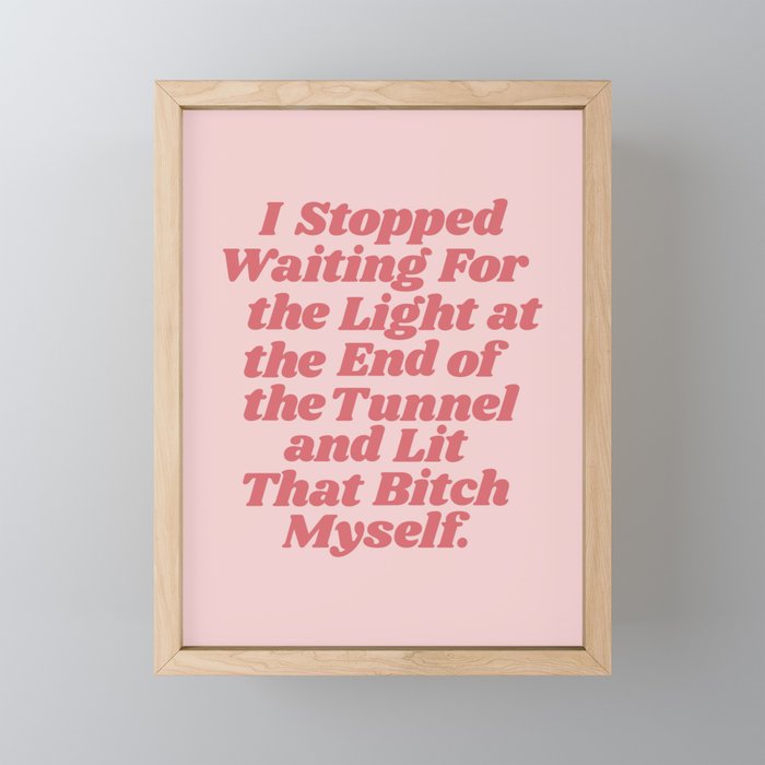 I Stopped Waiting for the Light at the End of the Tunnel and Lit that Bitch Myself Framed Mini Art Print