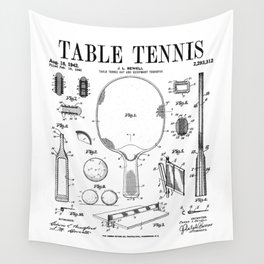 Table Tennis Ping Pong Old Vintage Patent Drawing Print Wall Tapestry