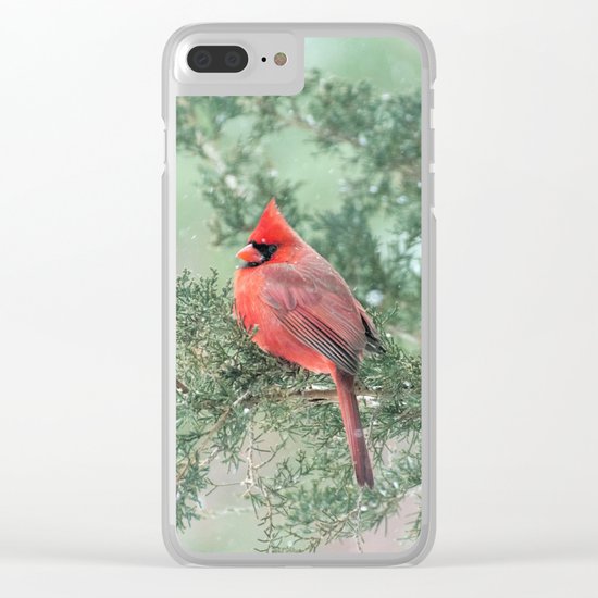 Christmas Bird (Northern Cardinal) Clear iPhone Case
