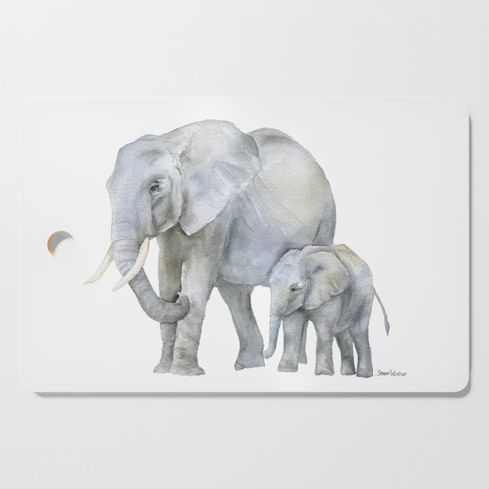 Mother and Baby Elephants Cutting Board