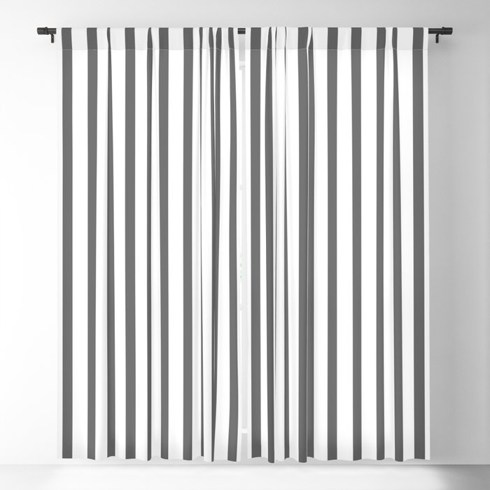 Grey & White Vertical Stripes Blackout Curtain