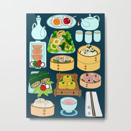 Dim Sum Lunch Metal Print | Print, Family, Home, Order, Art, Cute, China, Pattern, Illustration, Design 