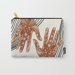 Vintage retro aesthetic female hands covered with traditional indian mehendi henna tattoo ornaments Carry-All Pouch | Drawing, Palm Leaf, Sketch Sketchy, Fashion Illustration, Fingers Mehendi, India Ornament, Decor Decoration, Women Makeup, Line Lines, Flower Flowers 