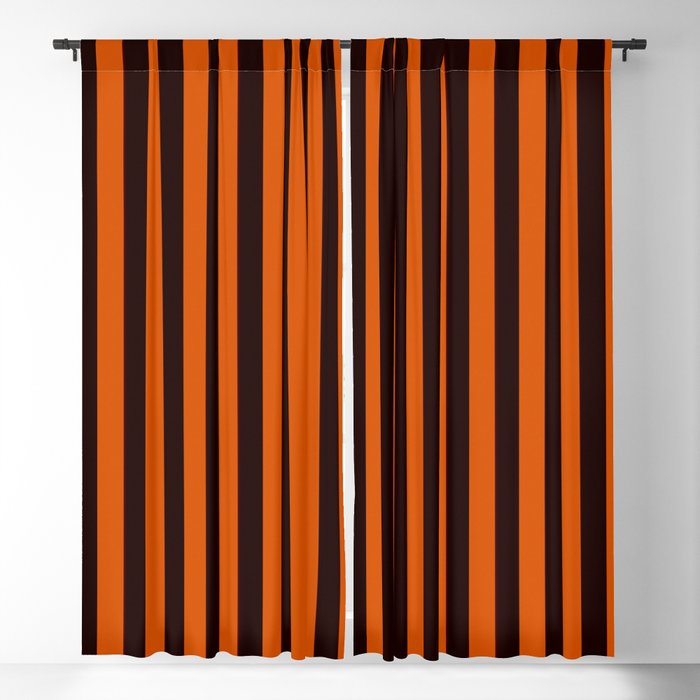 Burnt Orange & Black Stripes Fall Autumn & Halloween Pattern Blackout Curtain