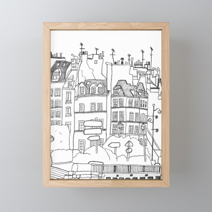 Paris Near Cathedral Notre-Dame Framed Mini Art Print