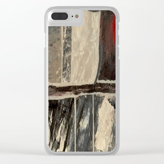 Textured Marble Popular Painterly Abstract Pattern - Black White Gray Red Clear iPhone Case