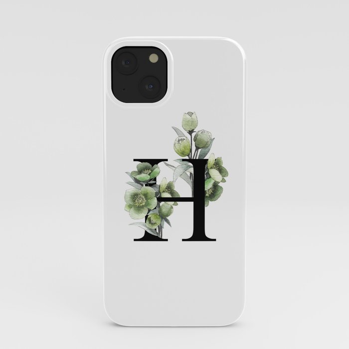 Letter 'H' Helleborus Flower Typography iPhone Case