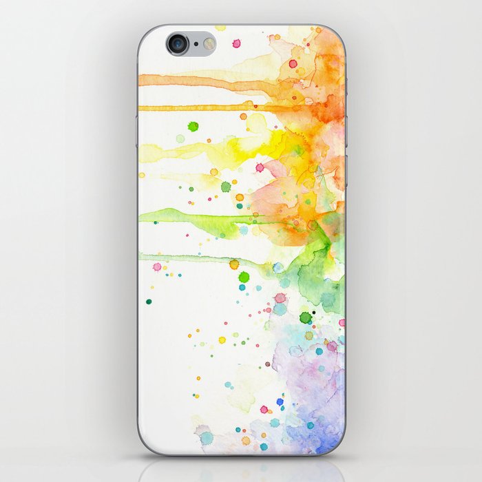 Watercolor Rainbow Splatters Abstract Texture iPhone Skin