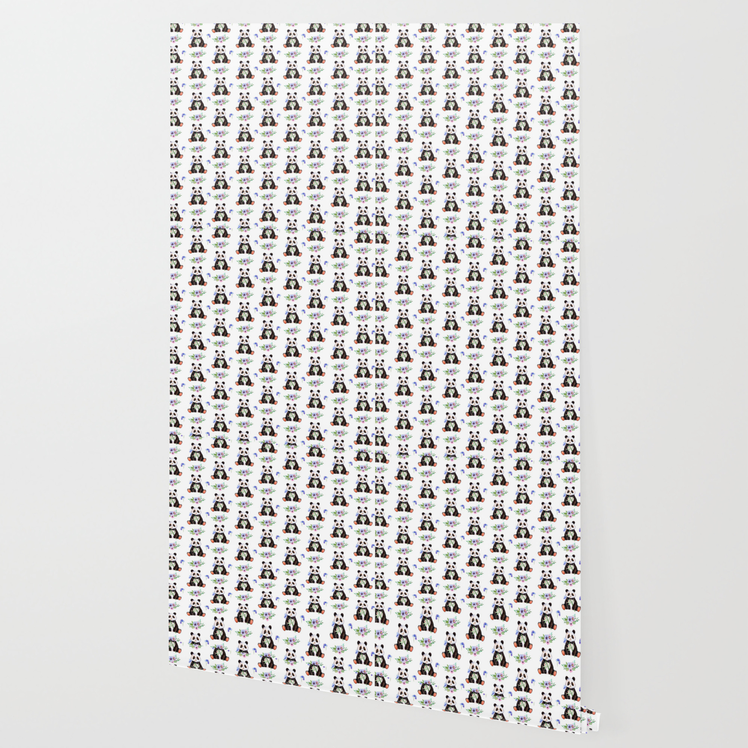 Garden Panda Pattern Wallpaper by