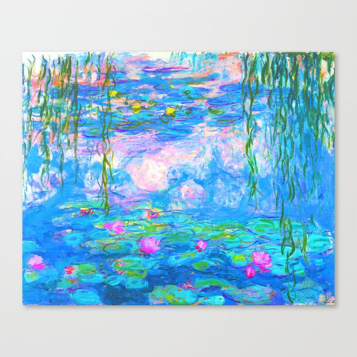 Monet Water Lilies - Pastel Fluro Canvas Print