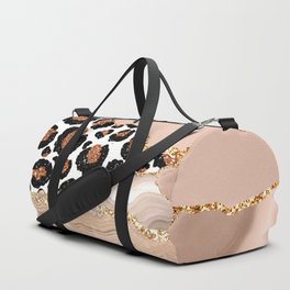 Blush Tiger Fur And Glamour Bohemian Marble Duffle Bag