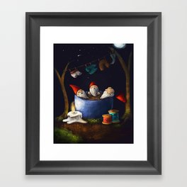 Bathing Gnomes Framed Art Print