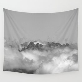 Mountains on Clouds Alpine landscape Wall Tapestry