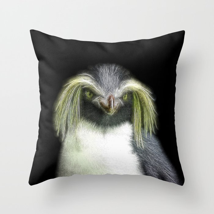 Spiked Rock Penguin Throw Pillow