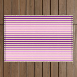 [ Thumbnail: Dark Violet & Bisque Colored Stripes/Lines Pattern Outdoor Rug ]