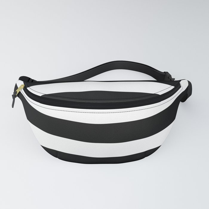 Black and white horizontal stripes  Fanny Pack