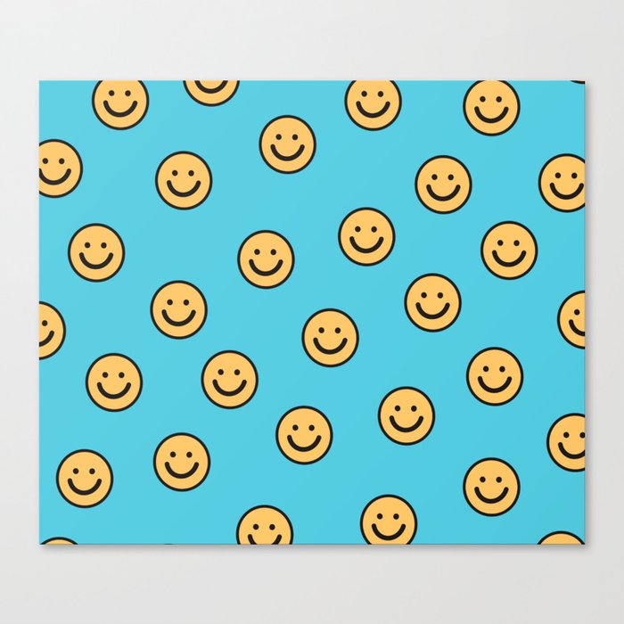 Cute Smiley with Blue background  Canvas Print