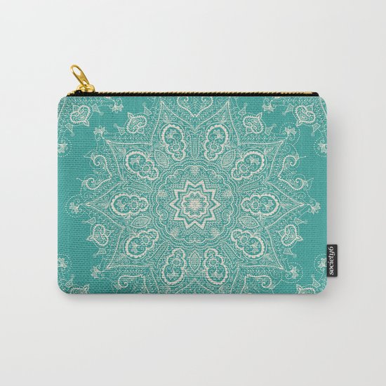 Teal and Lace Mandala Carry-All Pouch