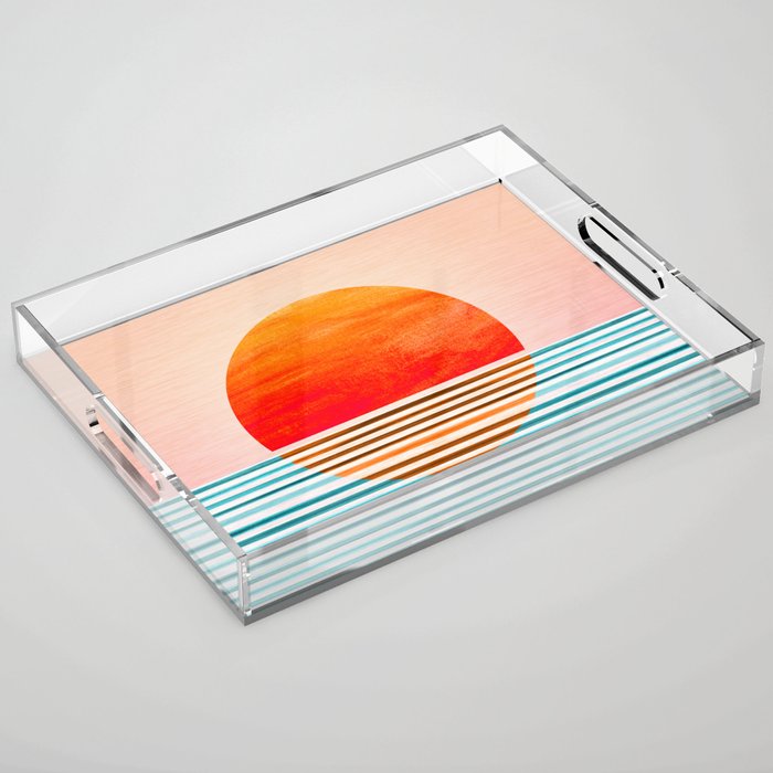 Minimalist Sunset III / Abstract Landscape Acrylic Tray