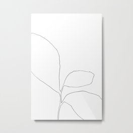 Three Leaf Seedling - Minimalist Botanical Line Drawing Metal Print