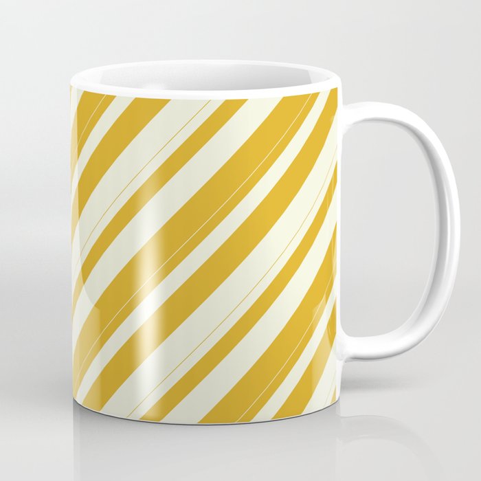 Beige & Goldenrod Colored Pattern of Stripes Coffee Mug