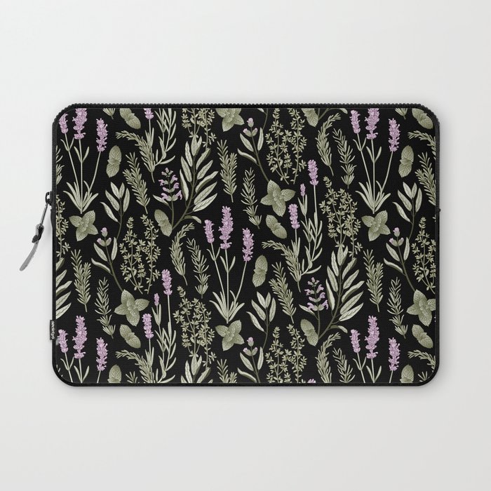Vintage Herbs - lavender, sage, rosemary, thyme, mint - green and purple Laptop Sleeve