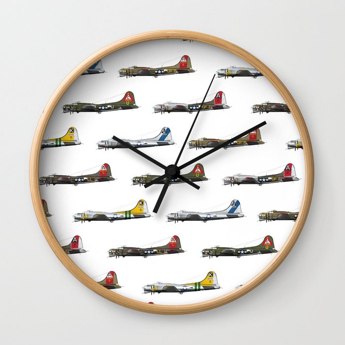 Classic B-17 Flying Fortress Continuous Pattern Wall Clock