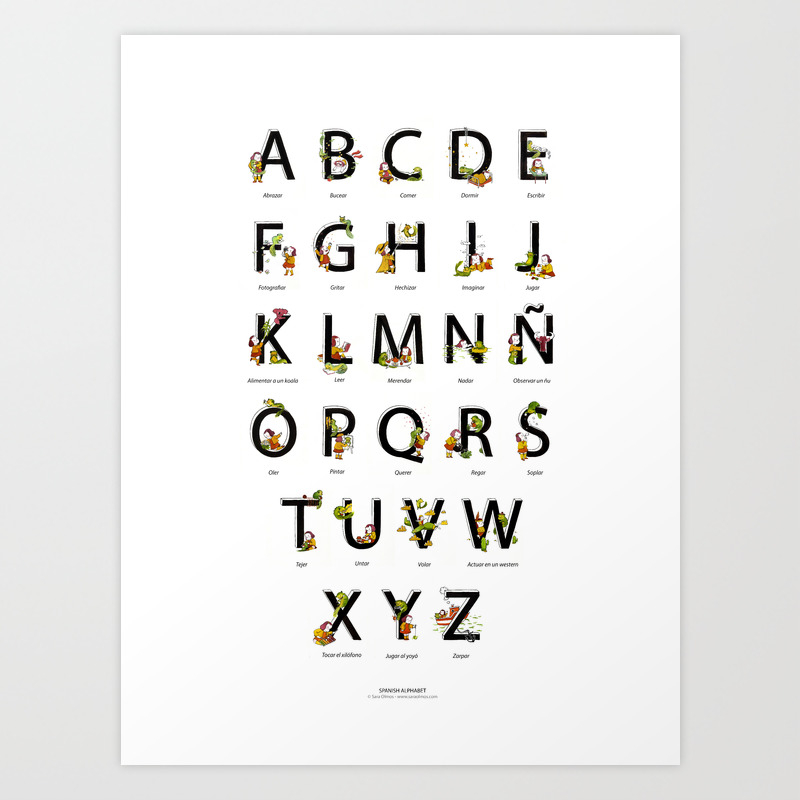 Spanish Alphabet Art Print By Sara Olmos Teconlene Society6