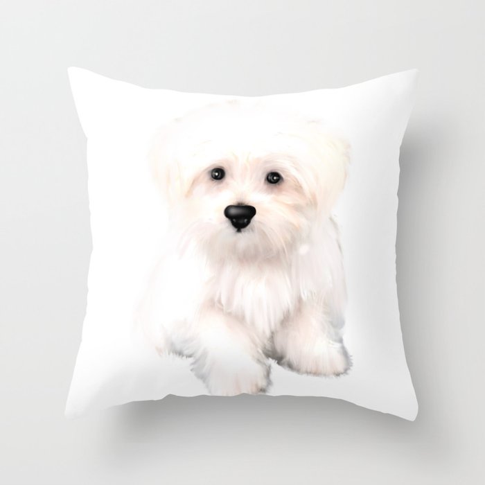 Cute Maltese  dog.Perfect gift for dog lovers Throw Pillow