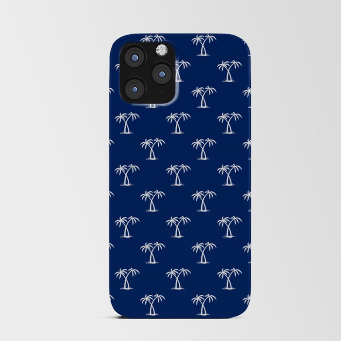Blue And White Palm Trees Pattern iPhone Card Case