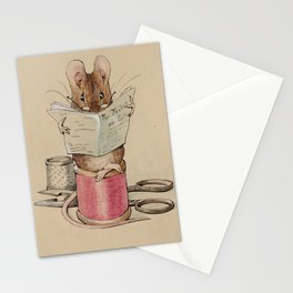 Cute little mouse reading a newspaper Stationery Card