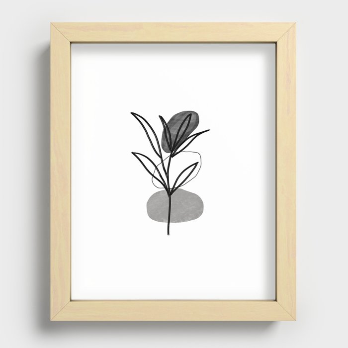Balancing Act Line Art — Minimalist Plant Art Recessed Framed Print