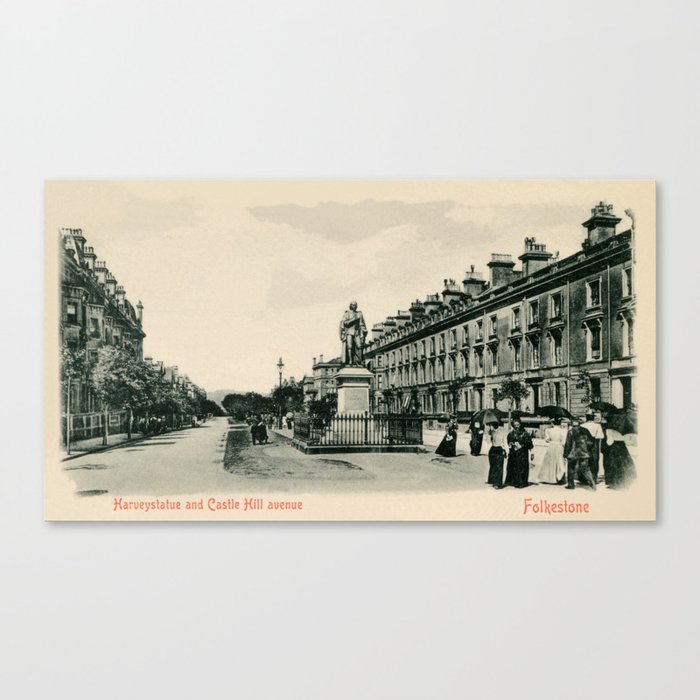 Victorian Folkestone Castle Hill Avenue and Harvey Statue Canvas Print