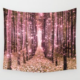 Magical Forest Peachy Pink Wall Tapestry