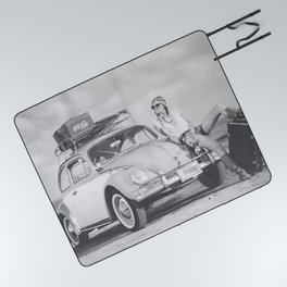Broadway to Hollywood or bust Route 66 aspirational female black and white photograph - photography - photographs - poster Picnic Blanket