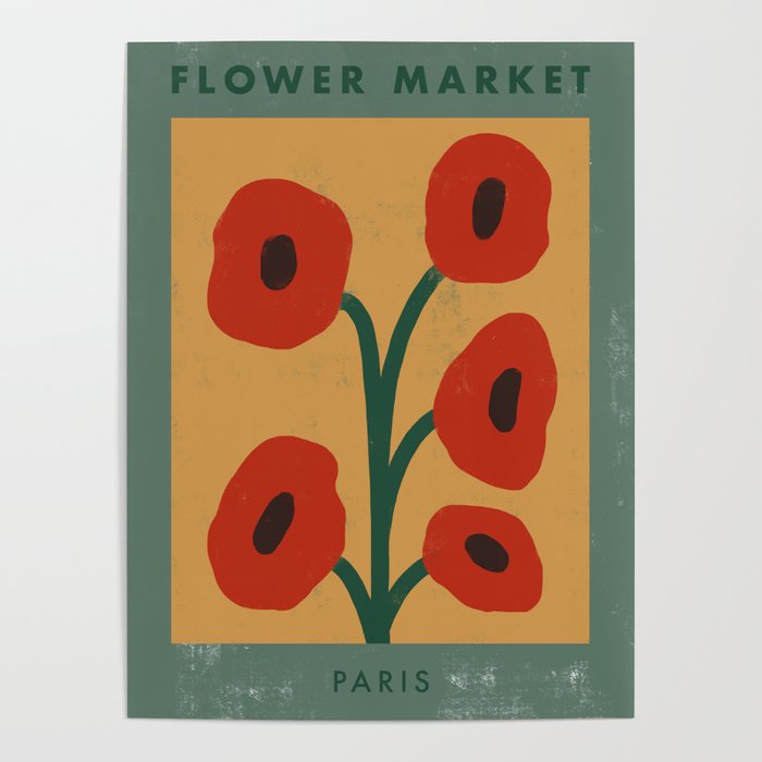 Flower Market Paris, Abstract Flower Poster Poster