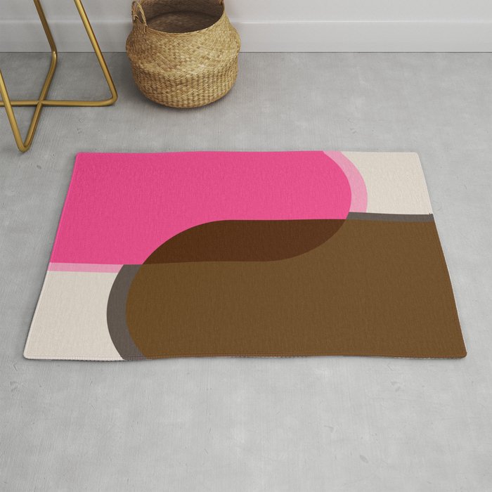 Mid-Century Modern Arches in Chocolate and Pink Rug